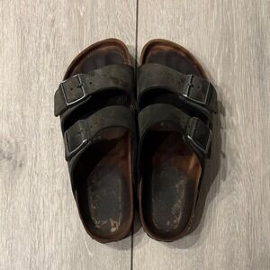 Birkenstock Arizona Soft Footbed‎ Sandals Black Leather Size 39